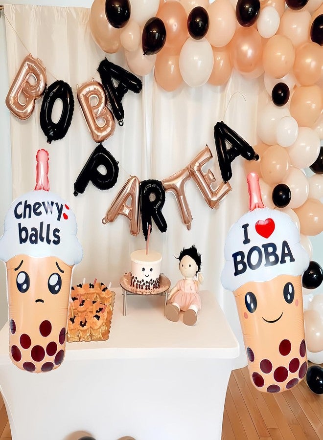Atpata Funky Boba Bubble Tea Balloons - 2Pcs Foil Bubble Tea Balloons for Bubble Tea Party Decorations, Pearl Milk Tea Happy Birthday Balloons, Tea Party Table Decor, I Love Boba Party Supplies - Image 4